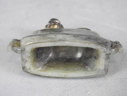 CHINA: Spinach-green jadeite stone vase,...
