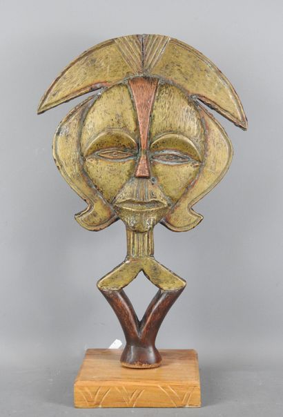 GABON - Kota: Wooden and red and yellow copper...