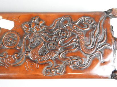 CHINA: Wooden openwork box with dragons,...