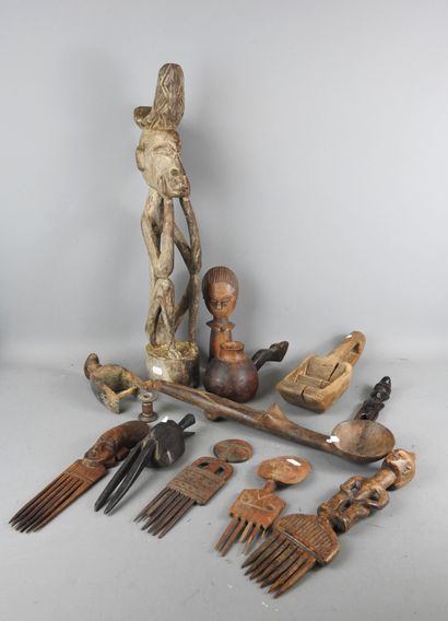 AFRICA: Large lot of wood carvings including...