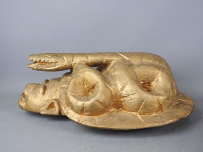 Ivory Coast: Gilded wood sculpture of a human...