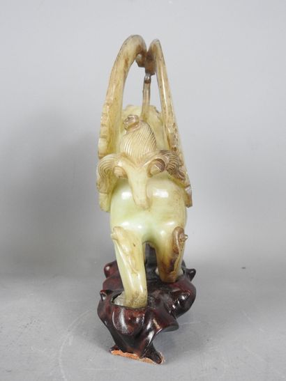CHINA: Pair of jadeite stone chimeras on...