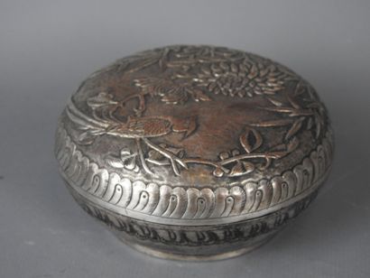 CHINA: Egg-shaped box in chased metal decorated...