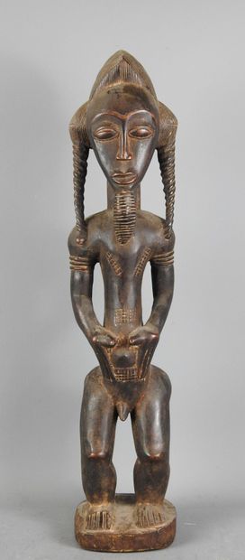 Baoulé Côte d'ivoire : Bois dur, patine brun-foncé....