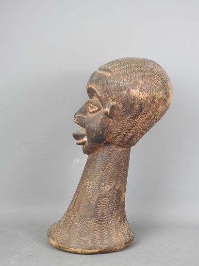 AFRICA: Bust of a man in wood with brown...