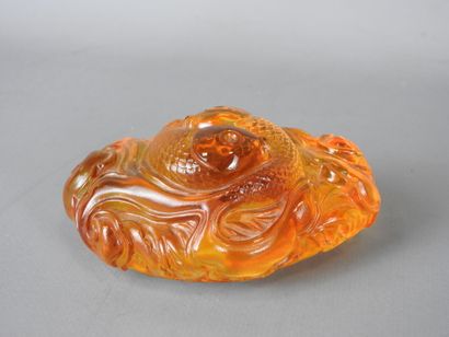 CHINA: Pressed glass fish molded in imitation...
