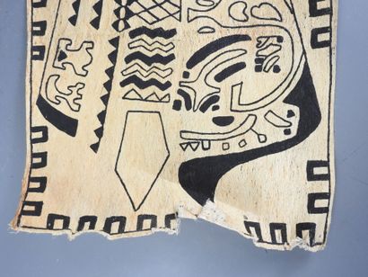 Polynesian tapa with black painted decoration....