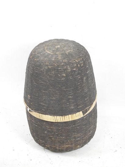 SOUTHEAST ASIA: Large covered basket in wickerwork....