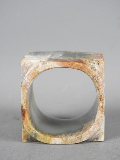 CHINA: Veined carved stone napkin ring Diam...