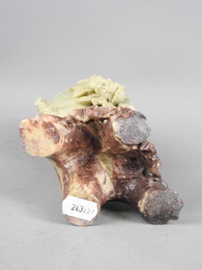 CHINA: carved lardstone vase and base. H....