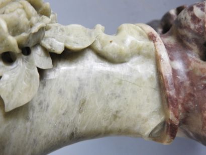 CHINA: carved lardstone vase and base. H....