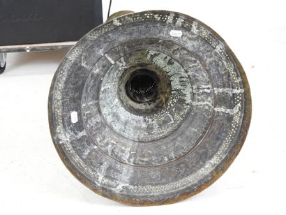 Near East: Large antique brass floor lamp...