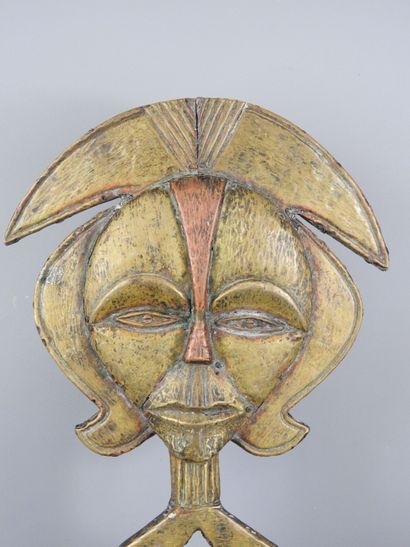 GABON - Kota: Wooden and red and yellow copper...