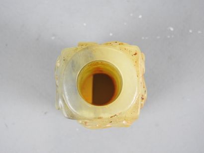 CHINA: Cylindrical ornament in rust-veined...