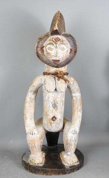 GABON - PUNU: Statue in wood and pigments,...