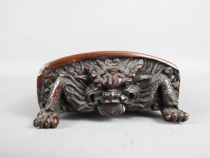 CHINA: Wooden openwork box with dragons,...