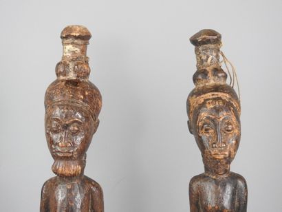 Baule Ivory Coast: Two carved wooden statues...