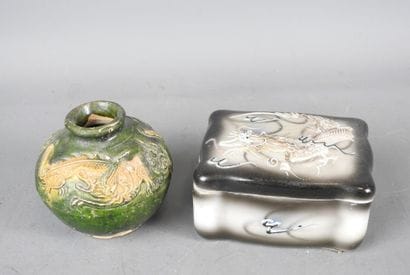 ASIA: Porcelain rectangular covered box with...