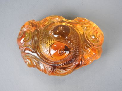 CHINA: Pressed glass fish molded in imitation...