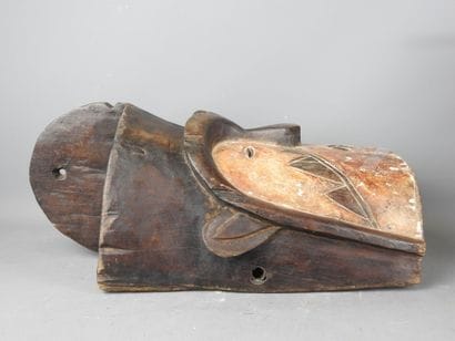 NIGERIA: Wood and pigment mask depicting...