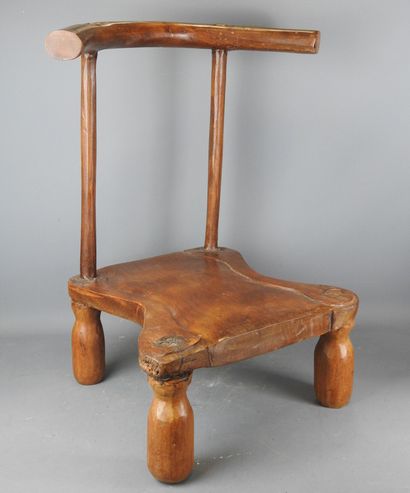Ivory Coast - DAN : Wooden chair with brown...