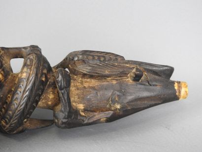CHINA: Wooden opium pipe carved with a dragon...