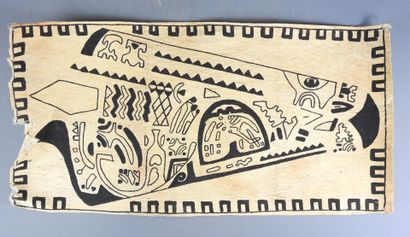 Polynesian tapa with black painted decoration....