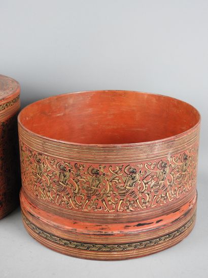 BIRMANIA: Large and beautiful lacquered bamboo...