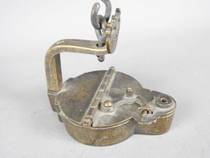Lampe à huile de mineur 1886 en bronze avec...