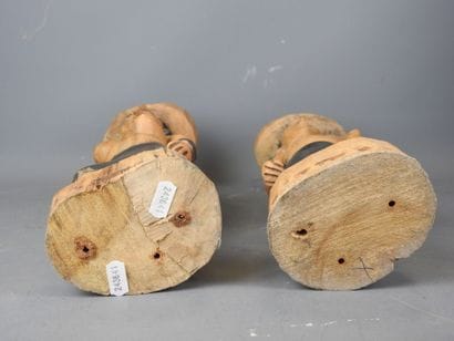 AFRICA: Pair of caryatid statues in wood...