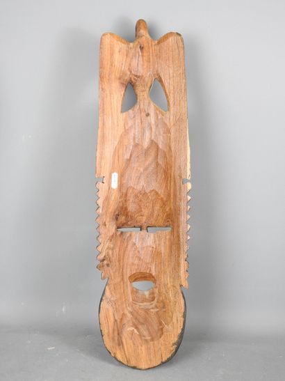 AFRICA: Wooden tribal mask with brown and...