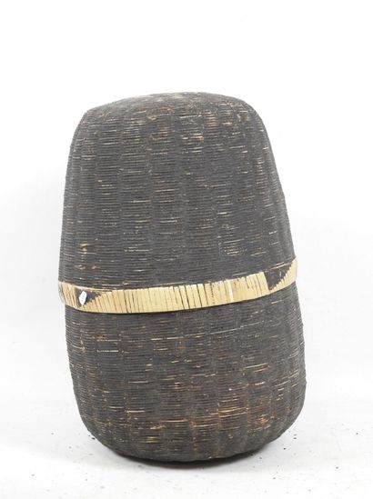 SOUTHEAST ASIA: Large covered basket in wickerwork....