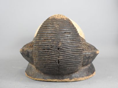 GABON: Copy of a PUNU mask in wood and black,...