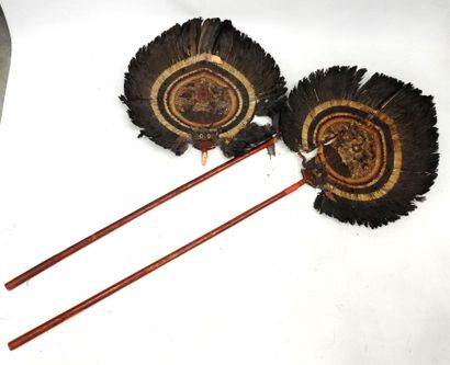 CHINA: Two large parade fans, the handle...