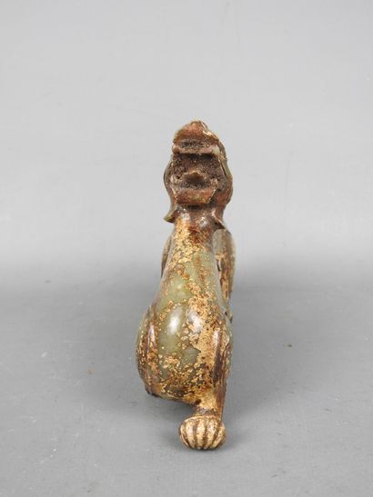 CHINA: Dragon in green stone and bronze....
