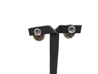 Pair of 750 thousandths white gold oval stud...