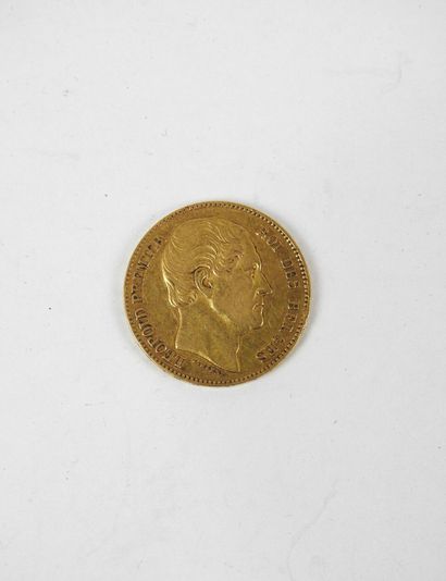 BELGIUM. 20 gold francs Leopold 1865. 6....