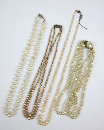 Four NECKLACES of fancy pearls.