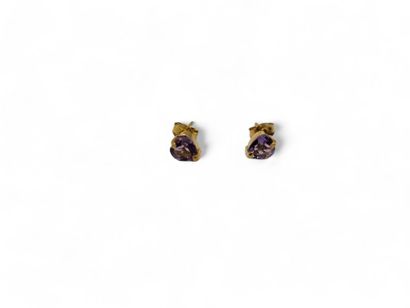 Pair of 750 thousandths yellow gold stud...