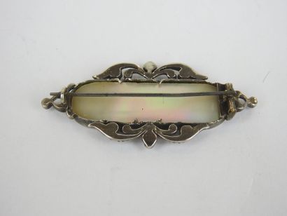 Antique brooch with grisaille painting on...
