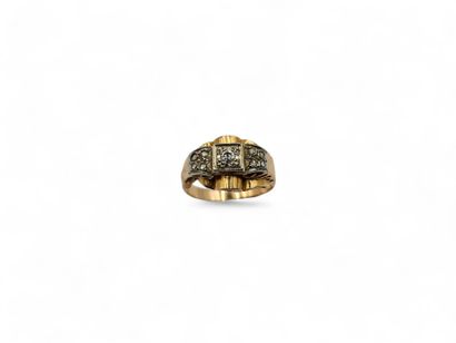 Geometric ring in yellow and white gold 750...