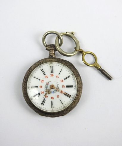 Silver 925/1000th gousset WATCH. White enamel...