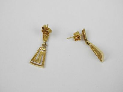 Pair of yellow gold earrings (14ct gold clasp)....