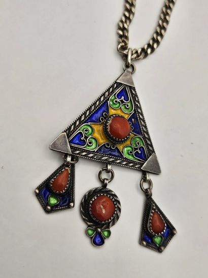 Polychrome enameled silver NECKLACE in the...