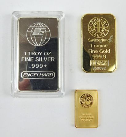 LOT of 3 Lingotins: 2 GOLD plated and 1 SILVER...