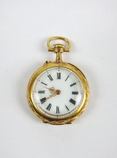 Yellow gold 750/1000th collar WATCH. Double...