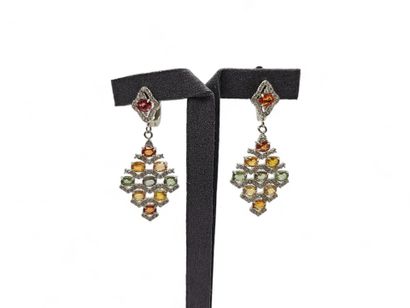 Pair of 925 thousandths silver earrings set...