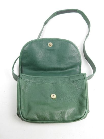 LONGCHAMP. Small green leather shoulder bag....