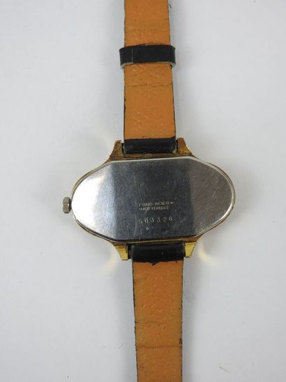 YEMA Watch in gilt metal, leather strap....