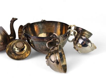 Set of silver-plated service parts including...